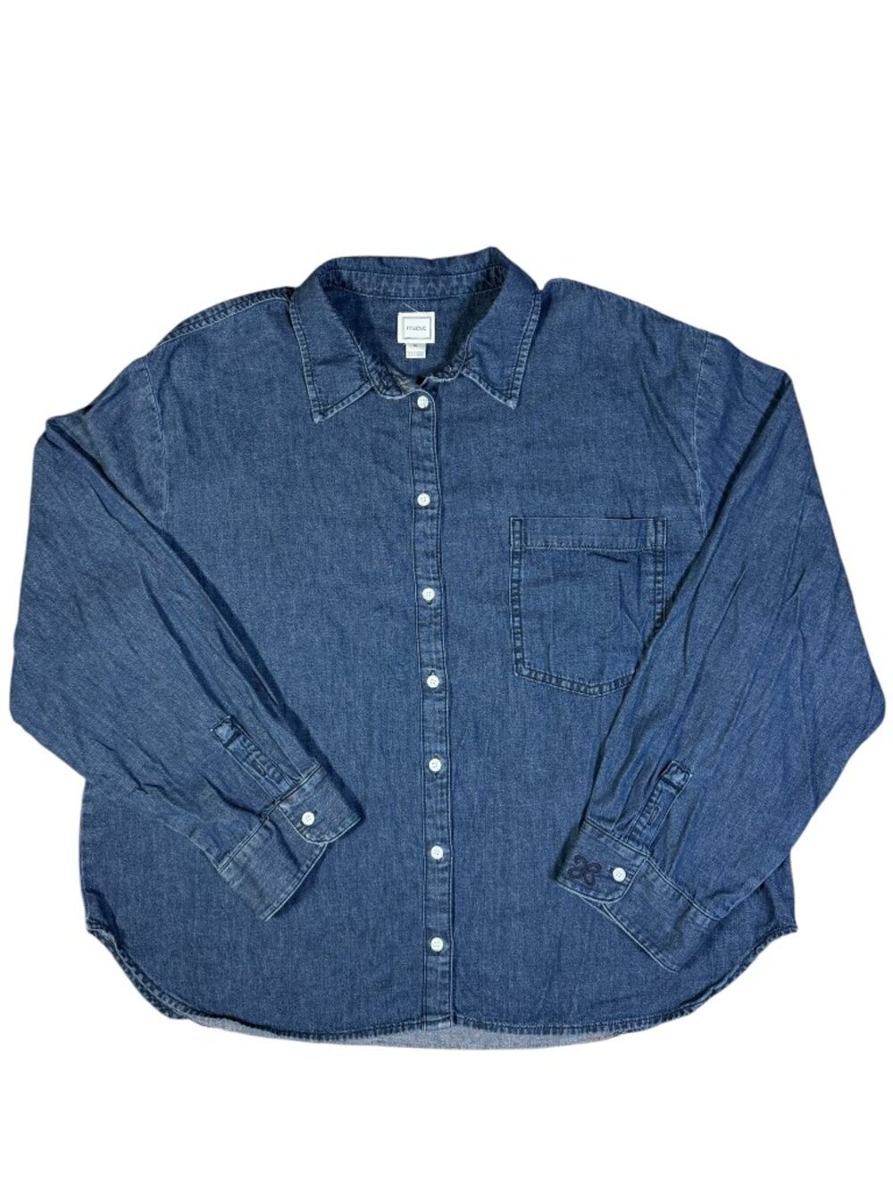 Maeve Anthropologie Denim Chambray Button Down Shirt 100% Cotton XL